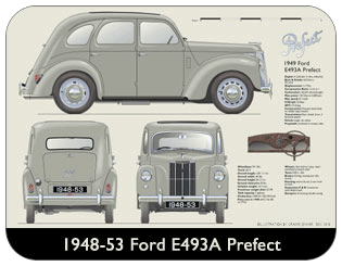 Ford Prefect E493A 1948-53 Place Mat, Medium